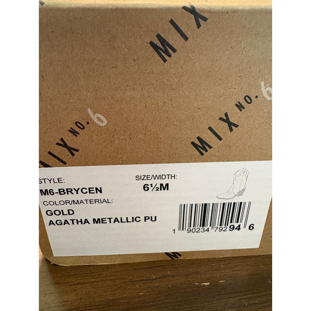 Mix No 6 Brycen Cowboy Boots 6.5 Gold Tan Heel Western Vegan Leather - Picture 6 of 9